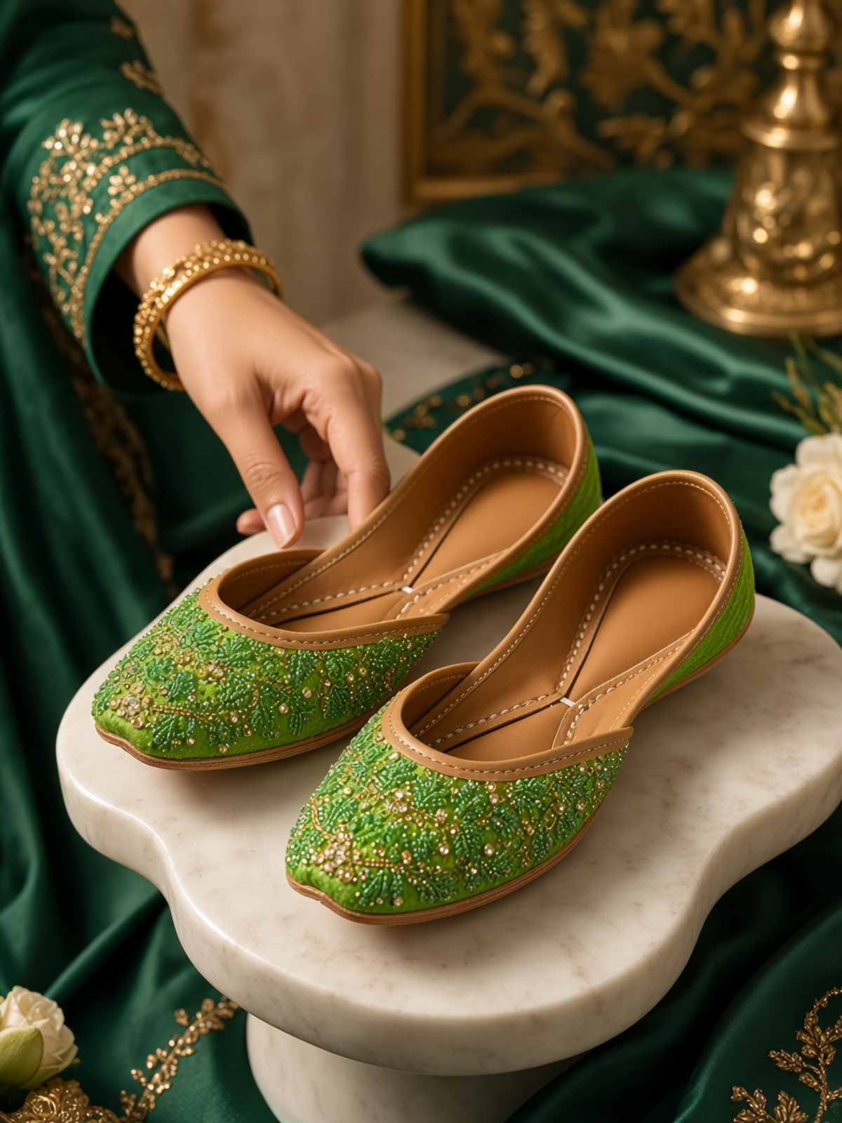 Priya - Green Khussa