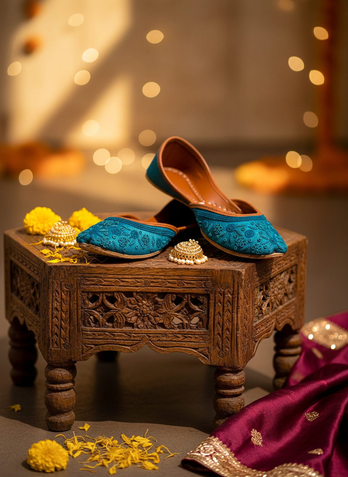 Neelambari - Peacock Teal Khussa