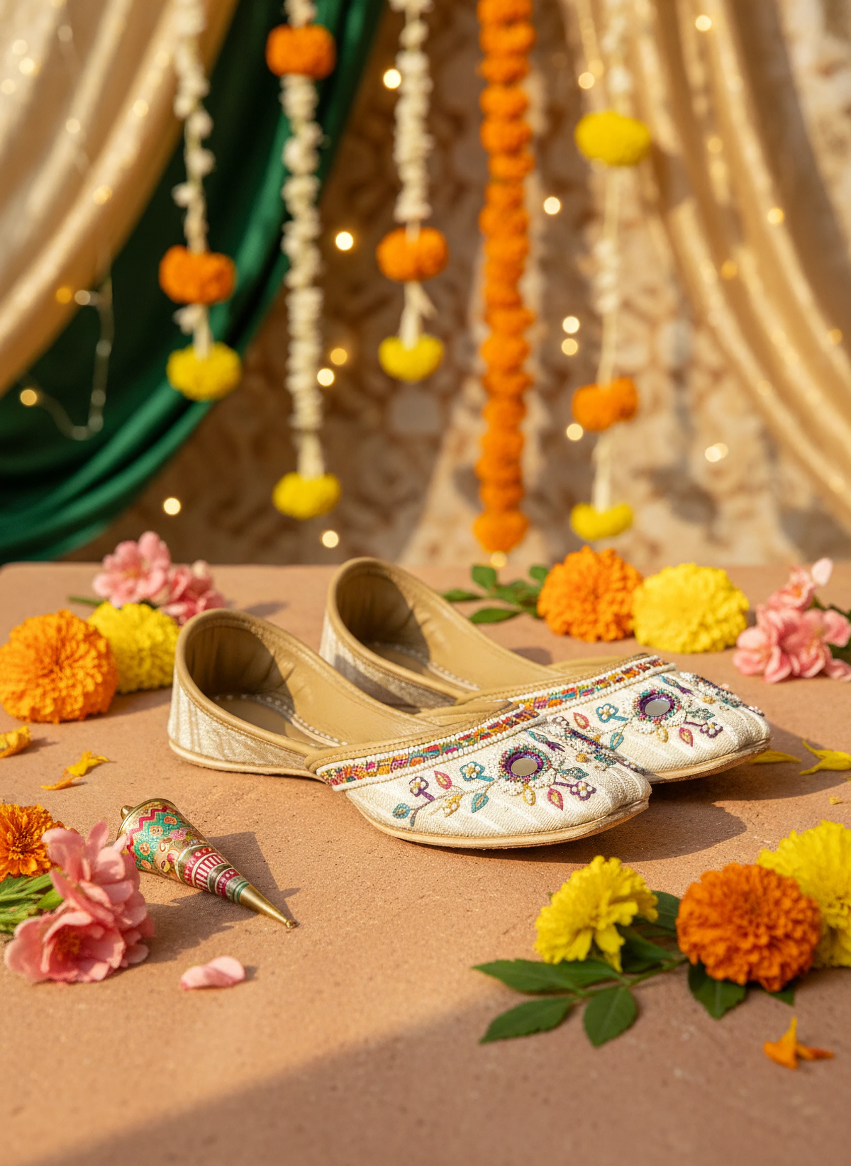 Gulrukh - Beige Khussa