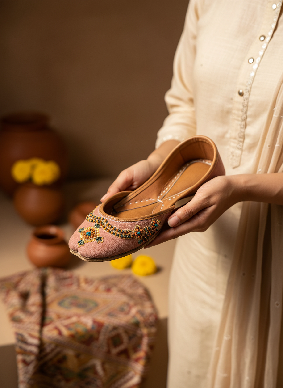 Gulabi - Peach Khussa