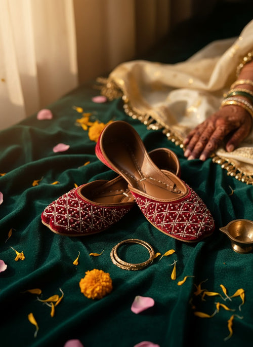Henna - Red Velvet Khussa