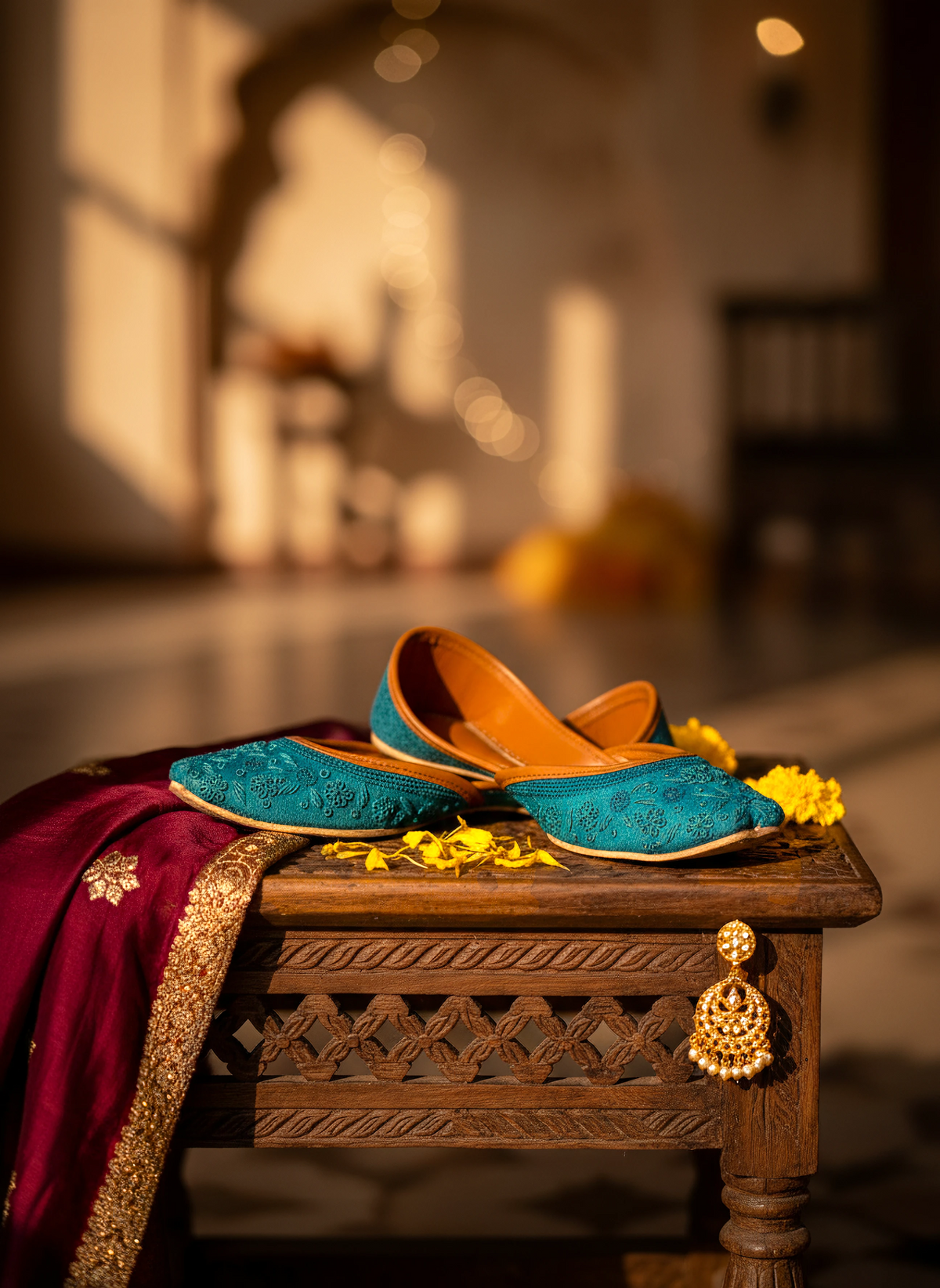 Neelambari - Peacock Teal Khussa
