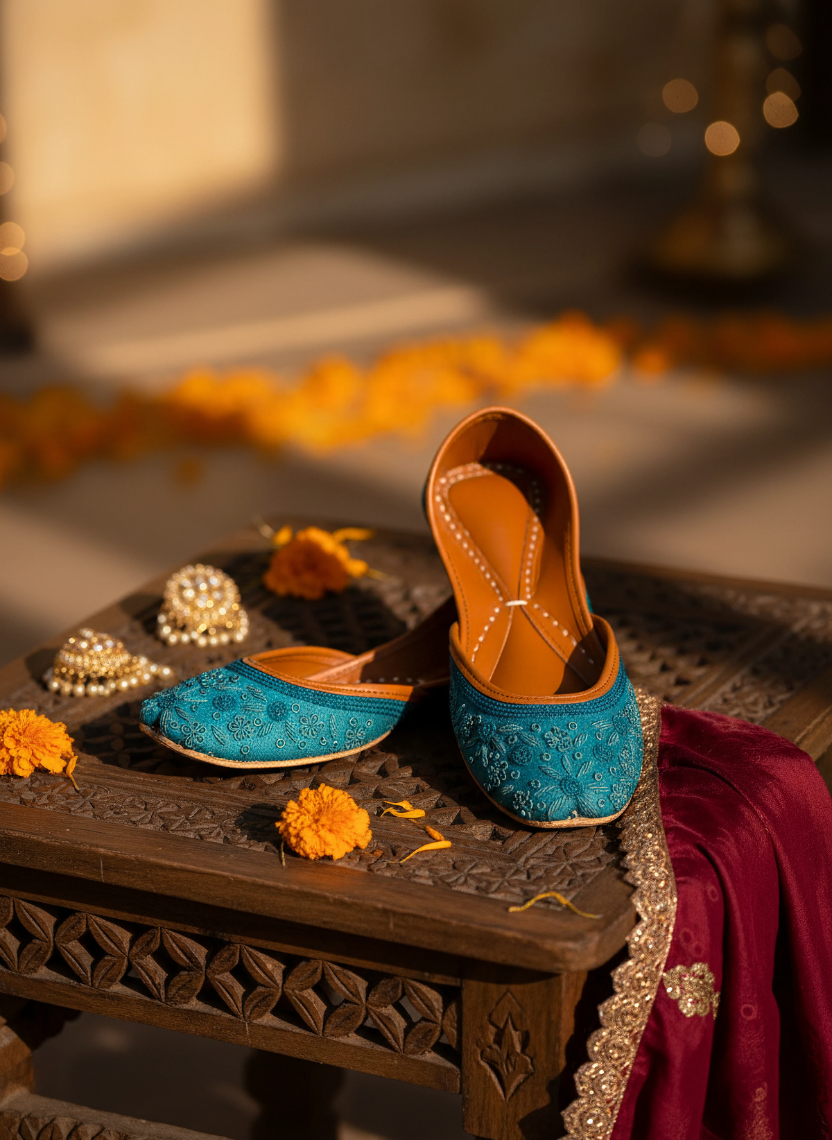 Neelambari - Peacock Teal Khussa