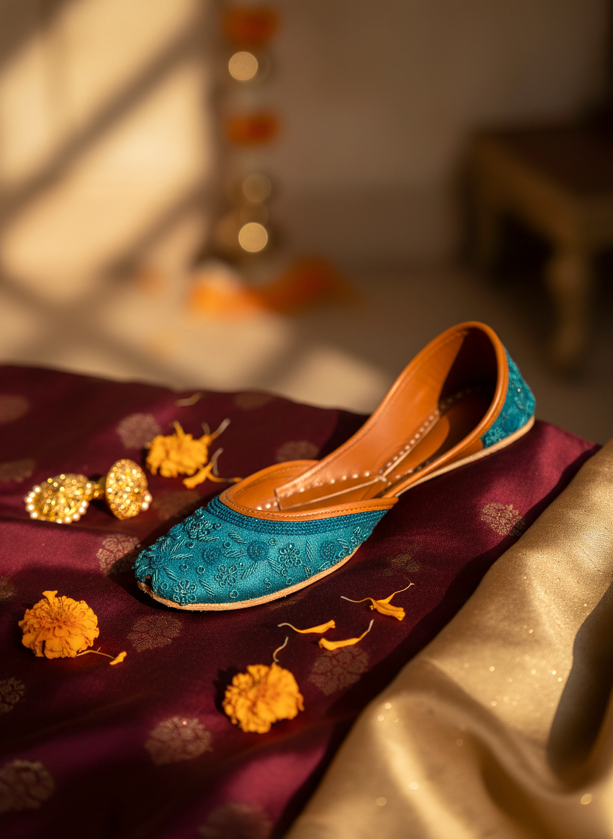 Neelambari - Peacock Teal Khussa