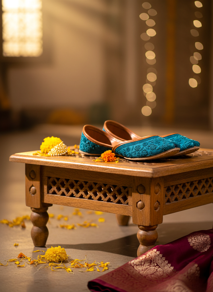 Neelambari - Peacock Teal Khussa