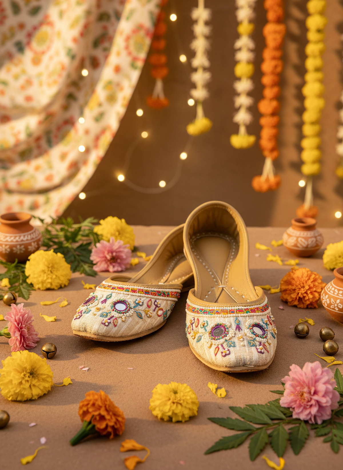Gulrukh - Beige Khussa